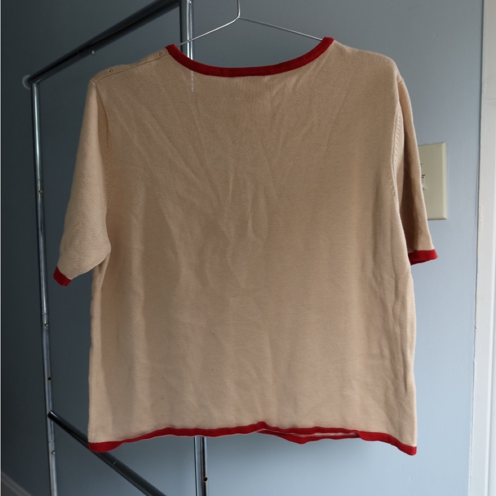 Embroidered Beige Kids Top with Red‎ Accents - Picture 5 of 6